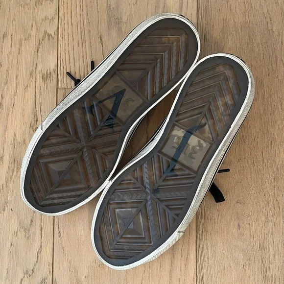 John Varvatos Vulc Laceless Black Leather Sneakers